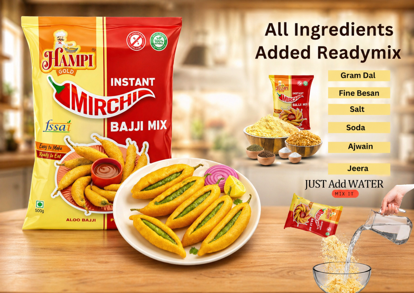 Hampi Gold Instant Bajji Bonda Mix Just Add Water & Mix it 500 g